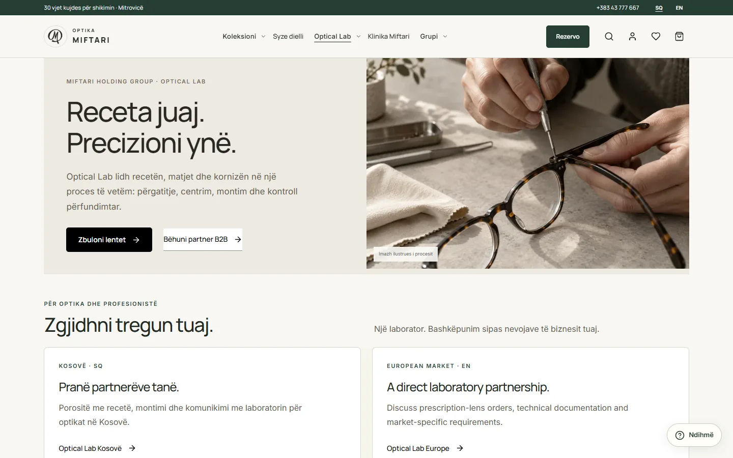 Optika Miftari — the Optical Lab page