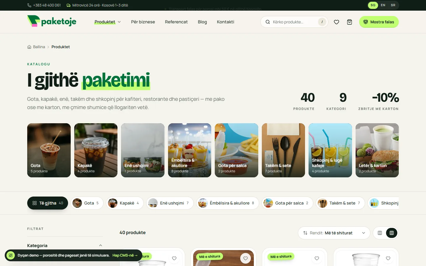 Paketoje — the catalogue with product categories