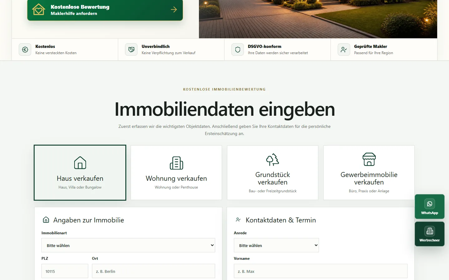 verkaufeimmobilie.de — the property data form